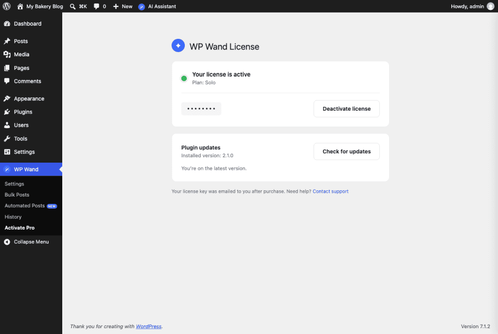 The plan on the Activate Pro screen