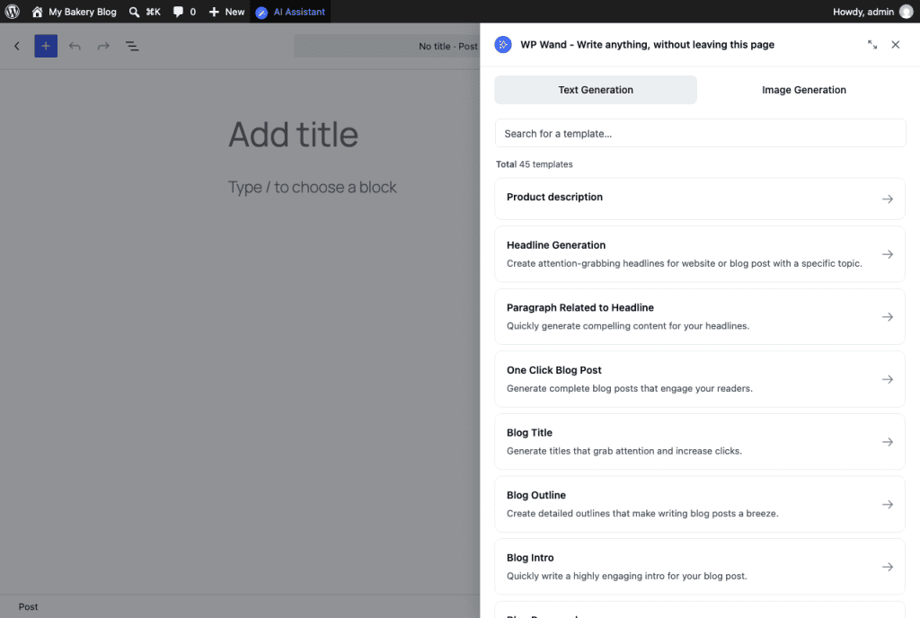 The template list