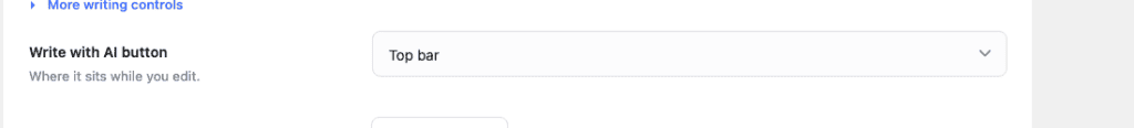 The Write with AI button setting